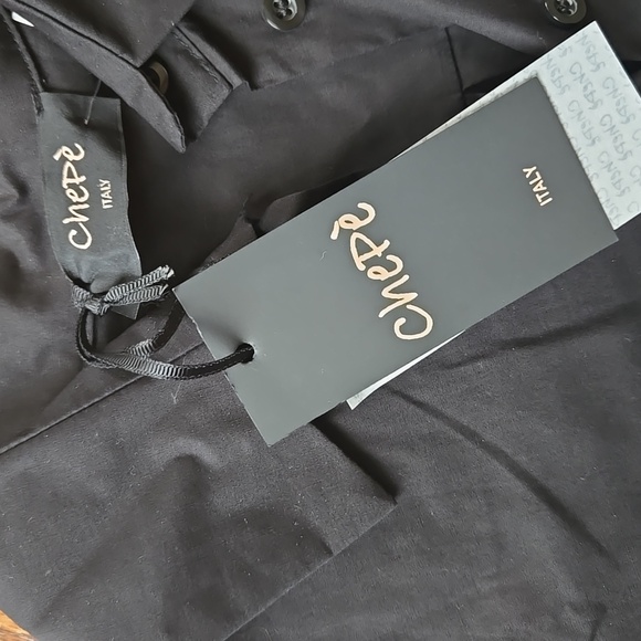 Italian Black Button-Up Dress with Ruffle Hem - Picture 3 of 6